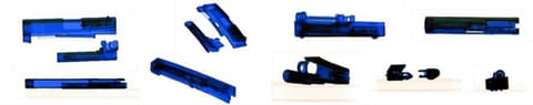 X-ray example of a pistol: gun disassembled