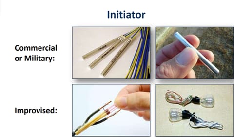 TSA CBT Test X-ray: Military and improvised IEDs initiators (example)